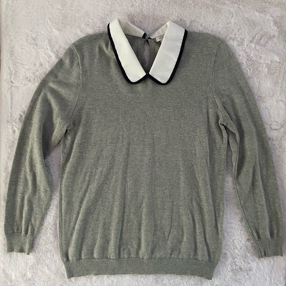 J.Crew grey sweater with white collar
